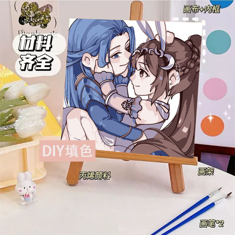宮崎駿デジタル油絵DIY手描きぬりえ夏目友人帳ポニョ二次元アクリル画インスタ風|undefined