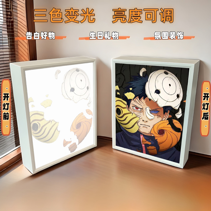 クリエイティブギフトライトペインティングナルトオビトdiy宇智波斑デジタル油絵フォトフレームテーブル装飾絵画|undefined