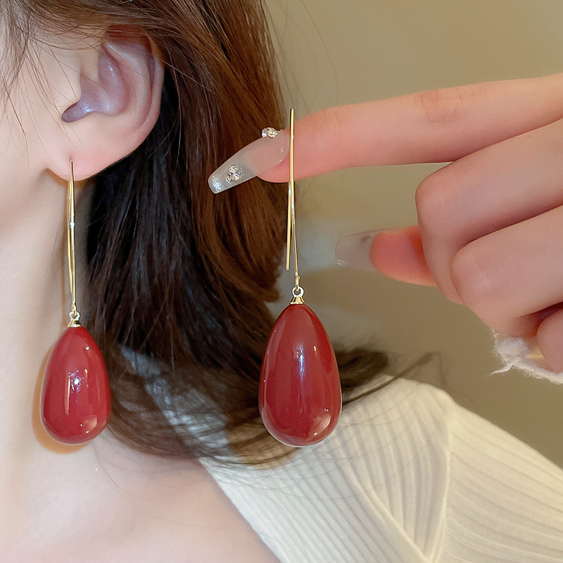 Pendientes de gancho con perlas de imitación en forma de gota de agua, estilo retro simple, moda francesa, versátiles, elegantes, de alta gama para mujer.