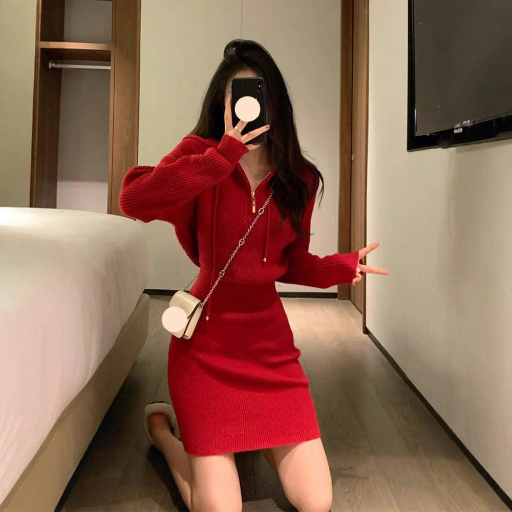 Red Christmas summer knitted sweater