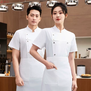 高端厨师服男短袖透气烘焙烹饪工作服装餐厅酒店后厨大厨工衣