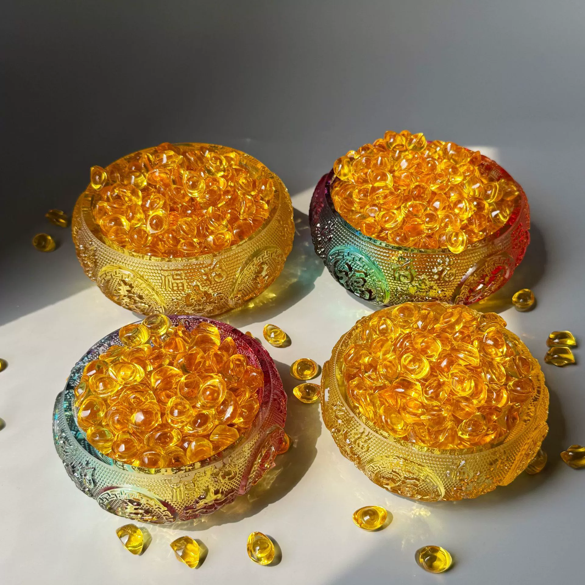 Глянец Пять Благословений Полусосуд, Фортуна, Долголетие, Богатство Амулеты, Золото Инготы для экономии денег, Дом Офис, Новоселье, Праздник Весны украшение подарки