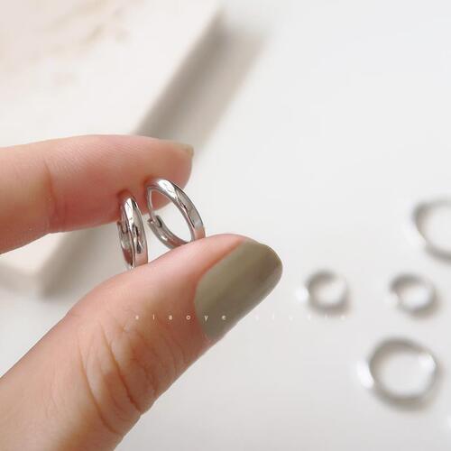 Pure Silver 925 Earrings for Women, Simple Hoop Ear Studs, Sleep-Easy Earrings, No Need to Remove Hoop Ear Clips, Bone Stud Earrings