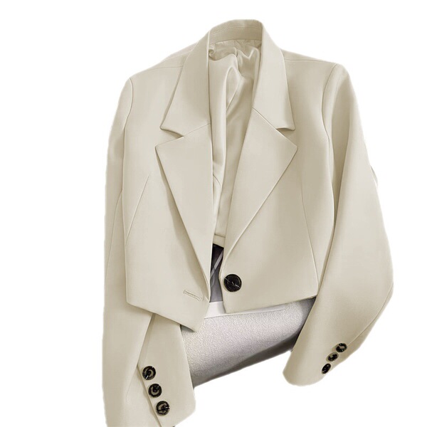 Autumn short white classic suit jacket