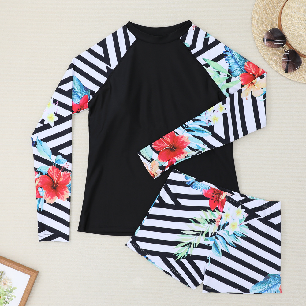 Traje de Baño de Surf de Dos Piezas con Manga Larga de Poliéster, Estampado, para Surf y Natación image 12