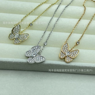 高版本满钻蝴蝶镀18k精工镶钻手链玫瑰金蝴蝶锁骨链厂家直销