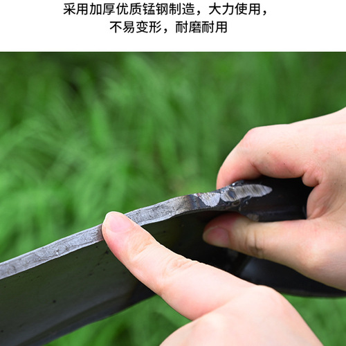 Manganese steel hoe for household vegetable planting, weeding, land reclamation, bamboo shoot digging, steel hoe for soil digging, manganese steel outdoor long-handled flat hoe agricultural tool manufacturer