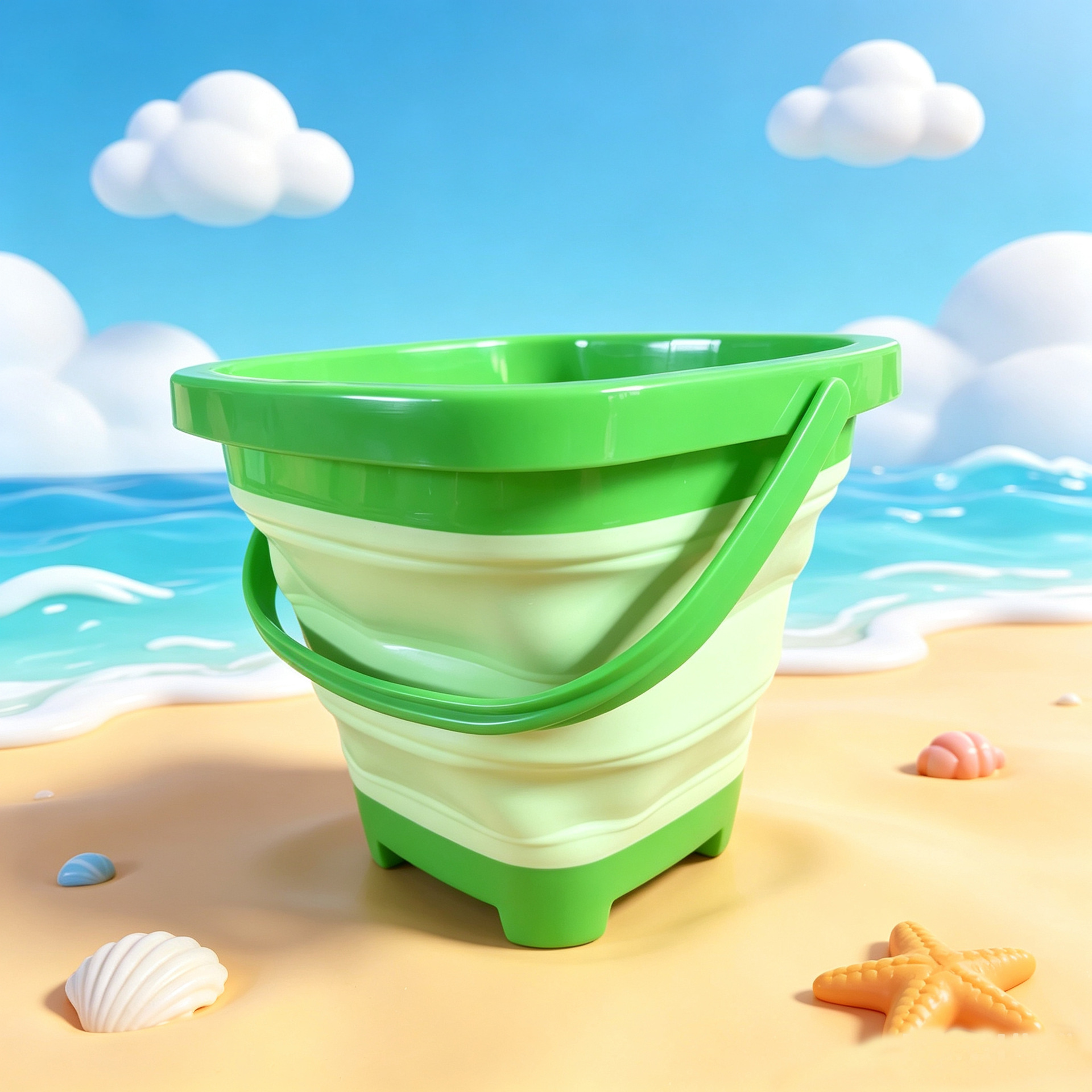 Beach folding bucket (green)