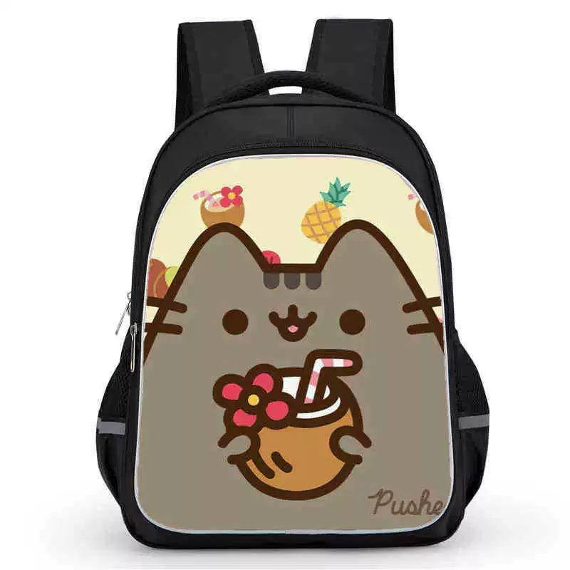 Рюкзак учебный Pusheen Fat Jimao с принтом периферийного типа, через стекло, зарубежная торговля, школьный рюкзак