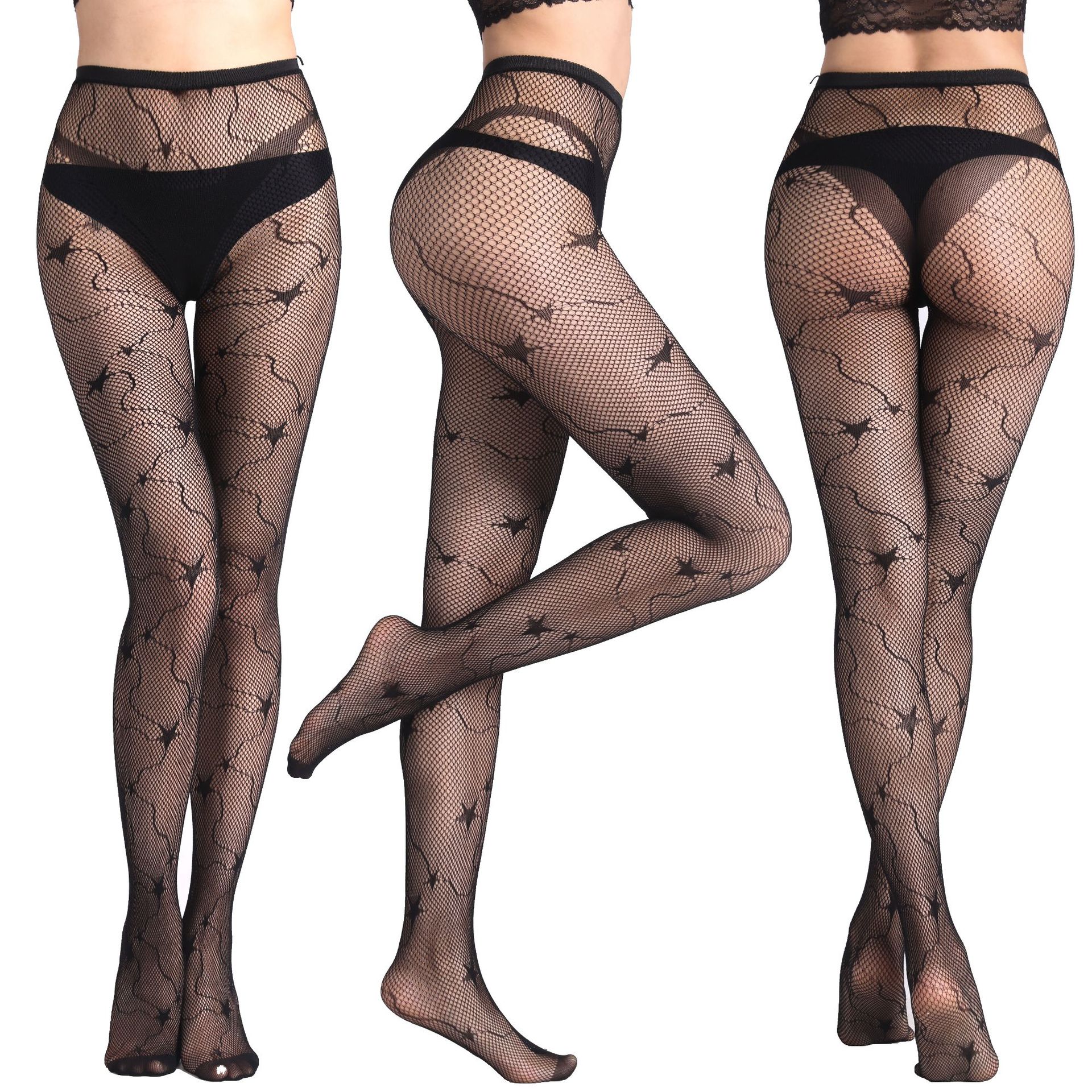 Medias sexys estilo europeo y americano Benqian, pijamas nuevos transfronterizos, lencería sexy para parejas de Halloween, medias de rejilla huecas y lindas serie WK