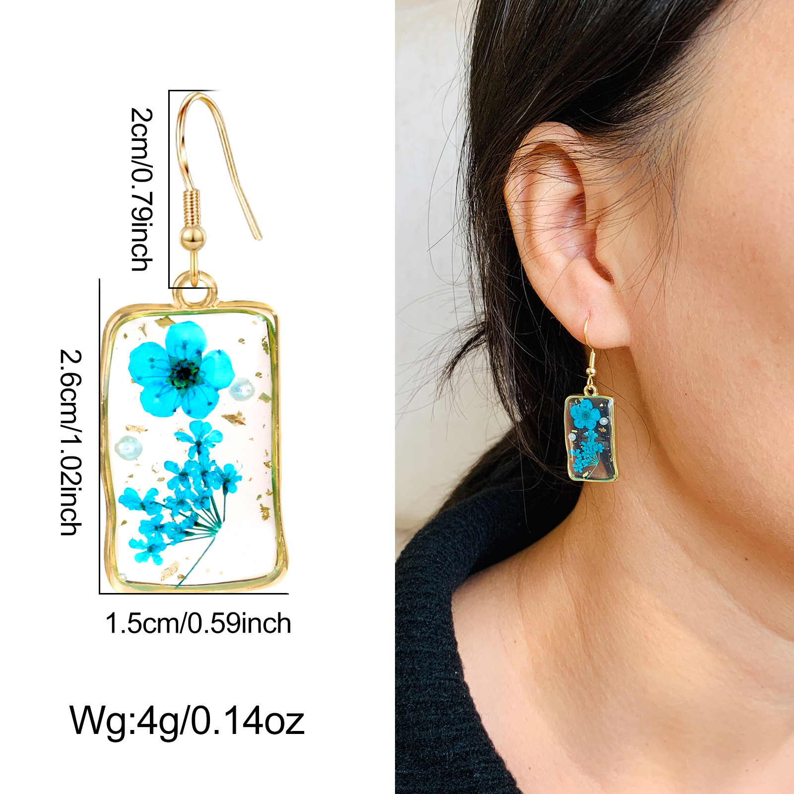 1 Pair Quantity 1 Pair Simple Style Classic Style Flower Epoxy Alloy Drop Earrings