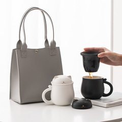 陶瓷貓馬克杯茶水分離創意茶杯帶蓋過濾杯陶瓷家用辦公室泡茶杯