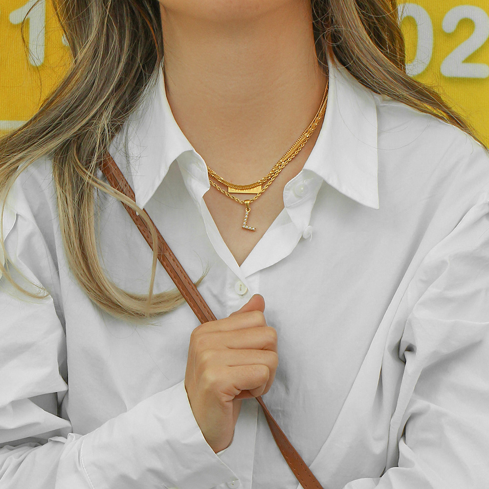 Fashion Letter Stainless Steel Pendant Necklace Plating Inlay Pearl Stainless Steel Necklaces