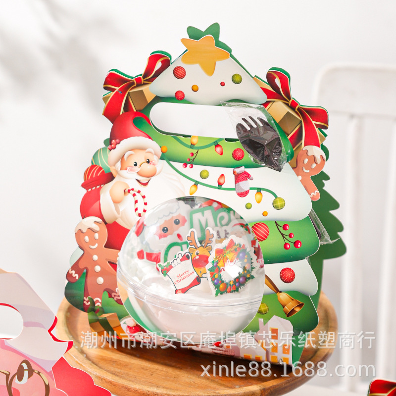 Caja de pastel de Navidad Bola de mousse portátil bola roja neta transparente merienda hornear caja de embalaje de fruta segura