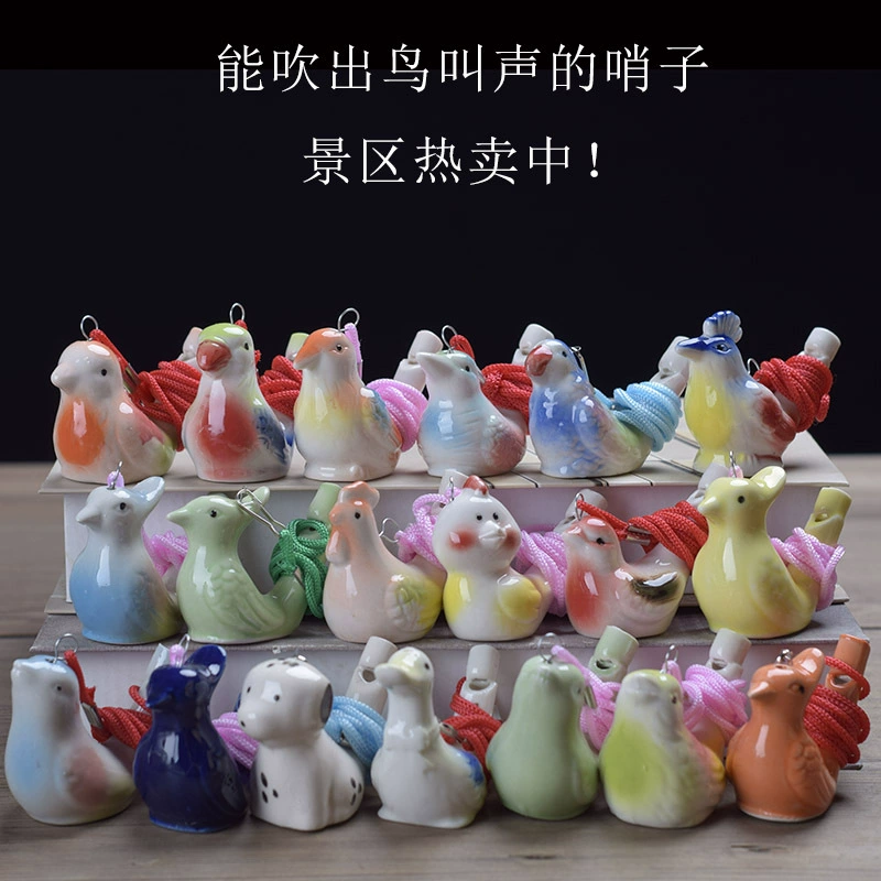 Ceramic Whistle Bird with Lanyard Music Whistle Ceramic Water Bird Scenic Stand Hot Selling Kindergarten Gifts