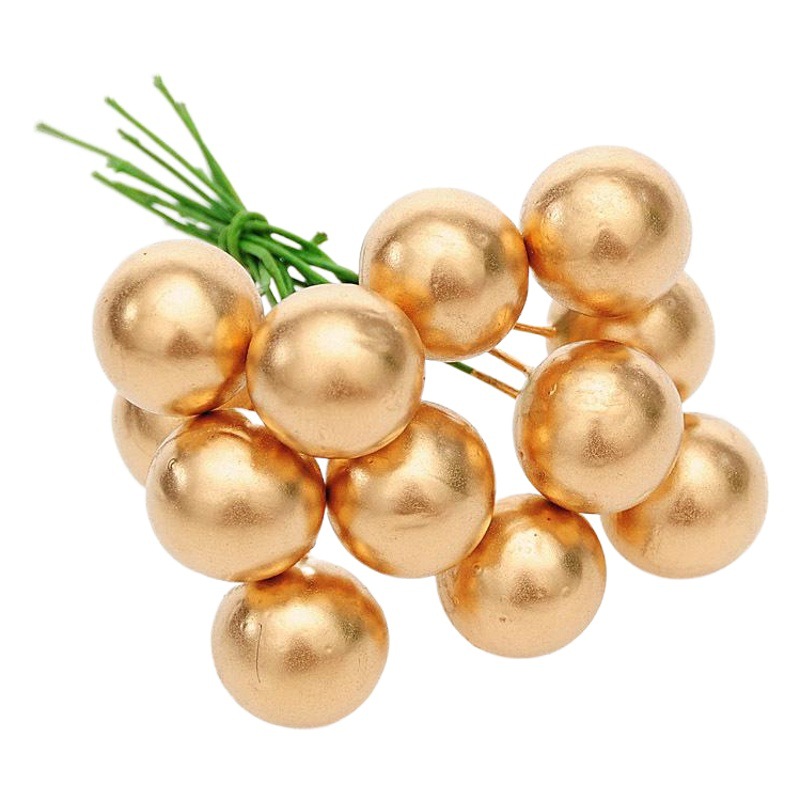 Navidad baya pequeña simulación de fruta roja oro y plata bola roja fruta peonía fruta decoraciones de Navidad accesorios esquejes
