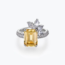 流行宝塔锆石戒指优质黄钻镶嵌轻奢珠宝感方糖时尚百搭女戒指