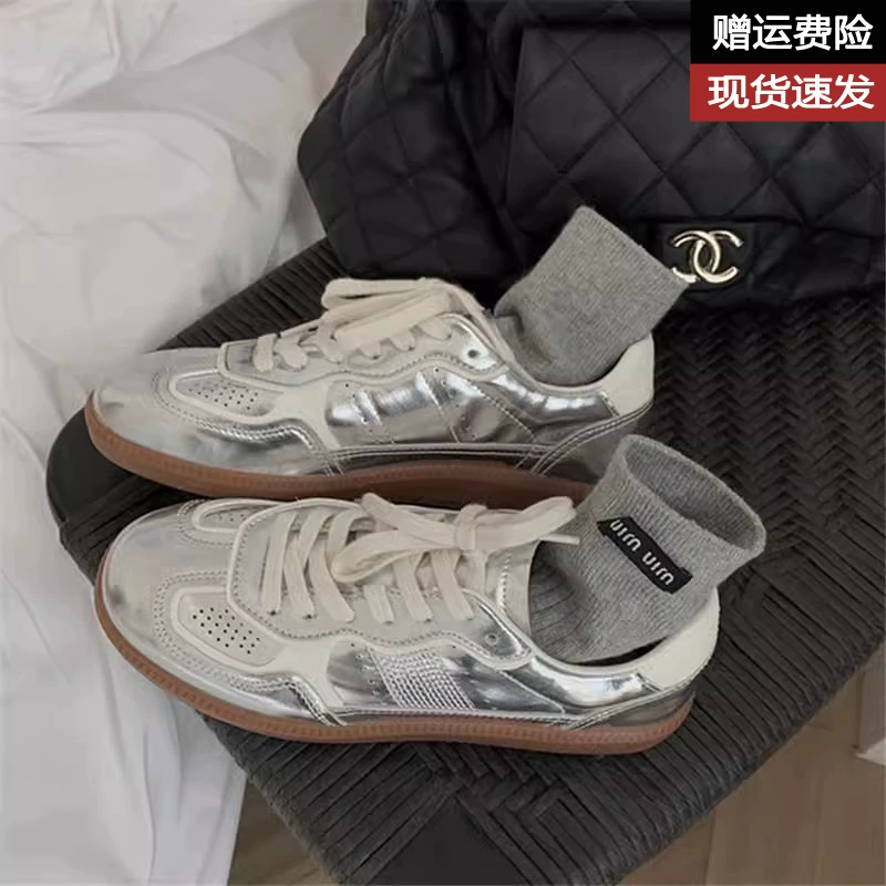 Версия из овчины ~ серебряные моральные тренировочные туфли в стиле ретро на мягкой подошве для женщин, новые летние дышащие туфли Форрест Гамп для женщин, кроссовки для спорта и отдыха