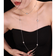 极细四叶草项链长款项链毛衣链女款简约时尚锁骨链 生日礼物送女