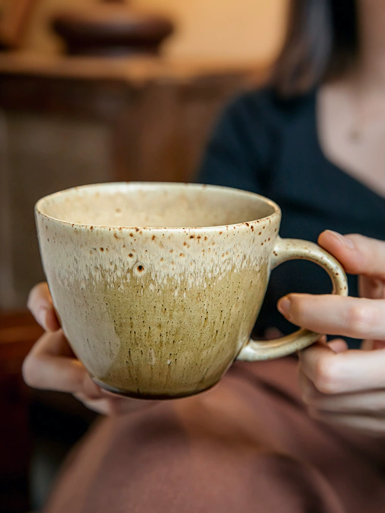Прямые поставки с фабрики: керамическая кружка большого диаметра, обожжённая в печи, для ручного заваривания кофе в японском стиле.