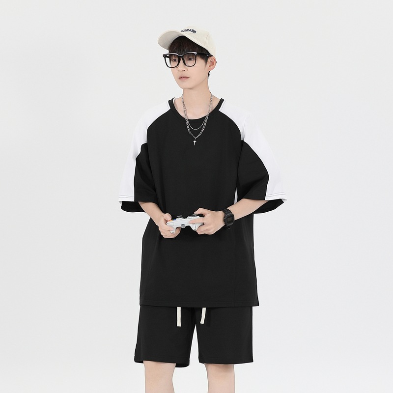 Origen fabricante verano hombres, estudiantes de secundaria y preparatoria, pantalones cortos sueltos de manga corta, trajes deportivos, uniformes de equipo, un lote personalizado