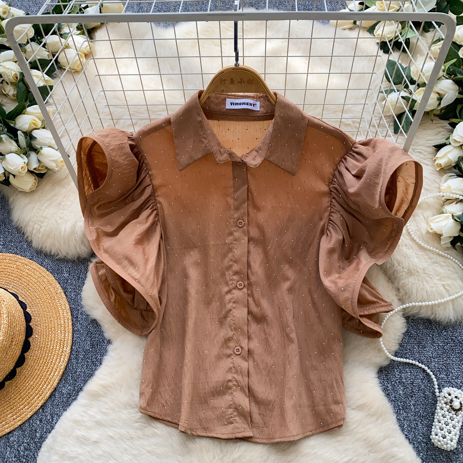 Women's Korean Style Puff Sleeve Breathable Shirt Skin Friendly Loose Design Elegant Versatile Commuter Top Spring 2026_ecoleips.com