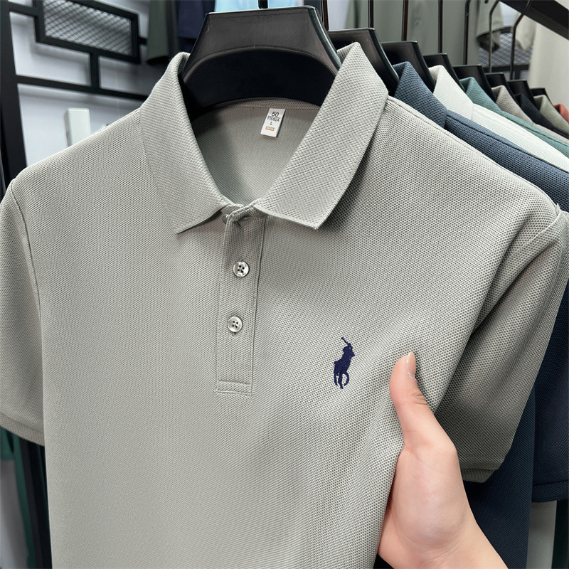 [Brand Discount] Paul Polo Shirt Short-sleeved Men's Solid Color All-match Pony Embroidered Lapel T-shirt Men's Wear