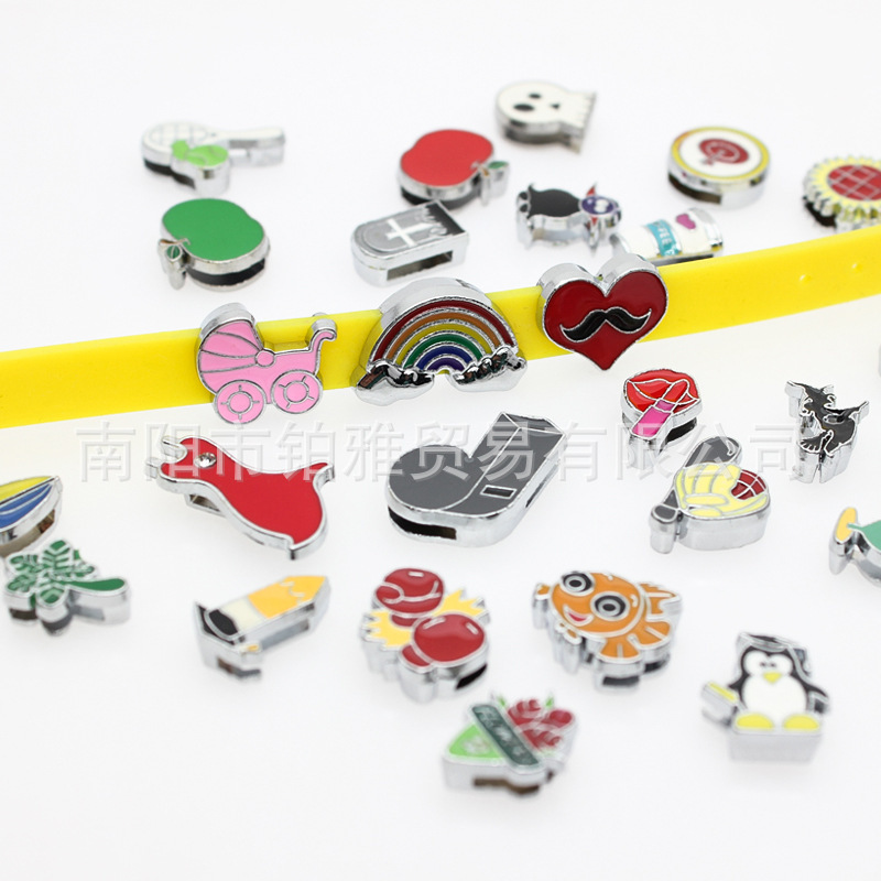 Alloy Dripping Oil Charm DIY Personalized Hand Strap Key Ring Jewelry Accessories Colorfulful Bow Skull Beads