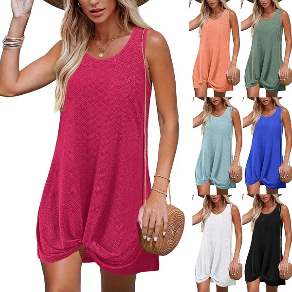 2025 European and American Cross-border Women's Clothing Amazon Summer New Hollow Beach Vacation Clothing Kink dress in stock