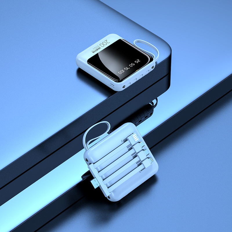 Power bank de 10000 mAh al por mayor, gran capacidad con cable integrado, carga rápida, regalo promocional con LOGO personalizado