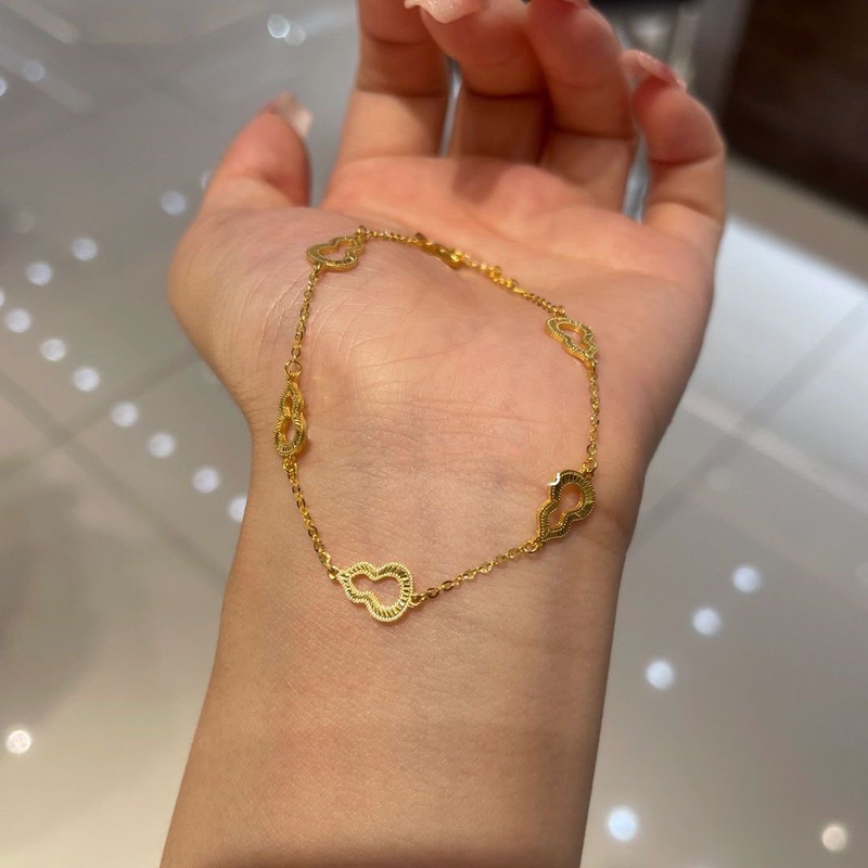 Sparkling Golden Crushed Ice Gourd Cut Out Bracelet for Women, Versatile, Simple and High-End Bracelet, New Style