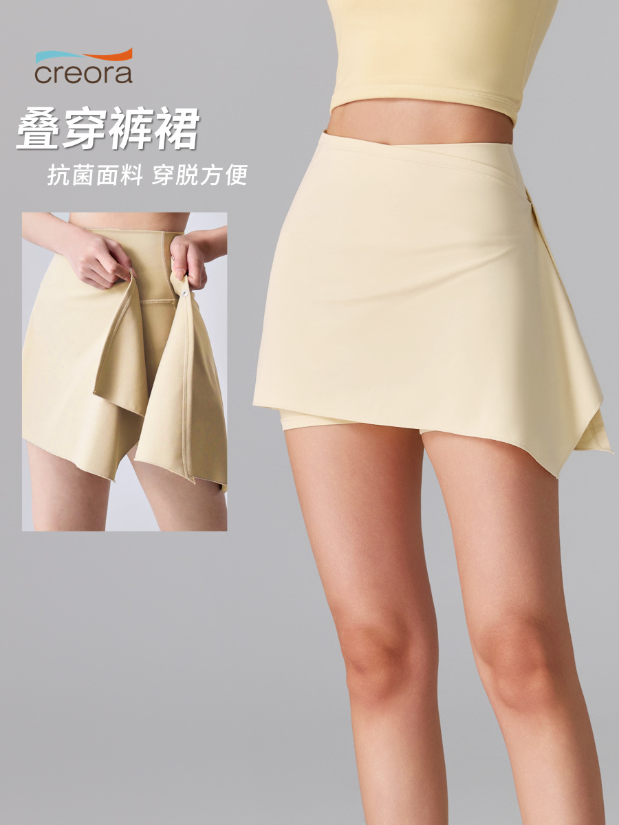 Pantalones cortos deportivos transfronterizos de dos piezas para evitar la luz, correr, fitness, tenis, bádminton, pilates, yoga, culottes, primavera y verano