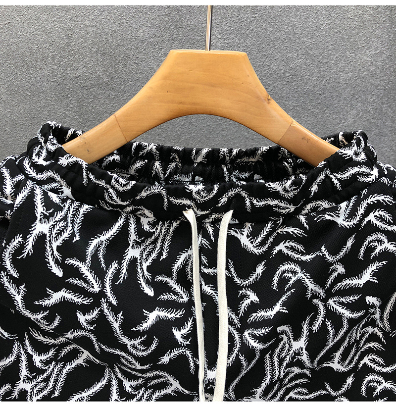 Men's Summer Floral Print High-Waist Loose Fit Five-Point Shorts Trendy Fashionable Retro Style For Casual Beach Wear_viptrois.com