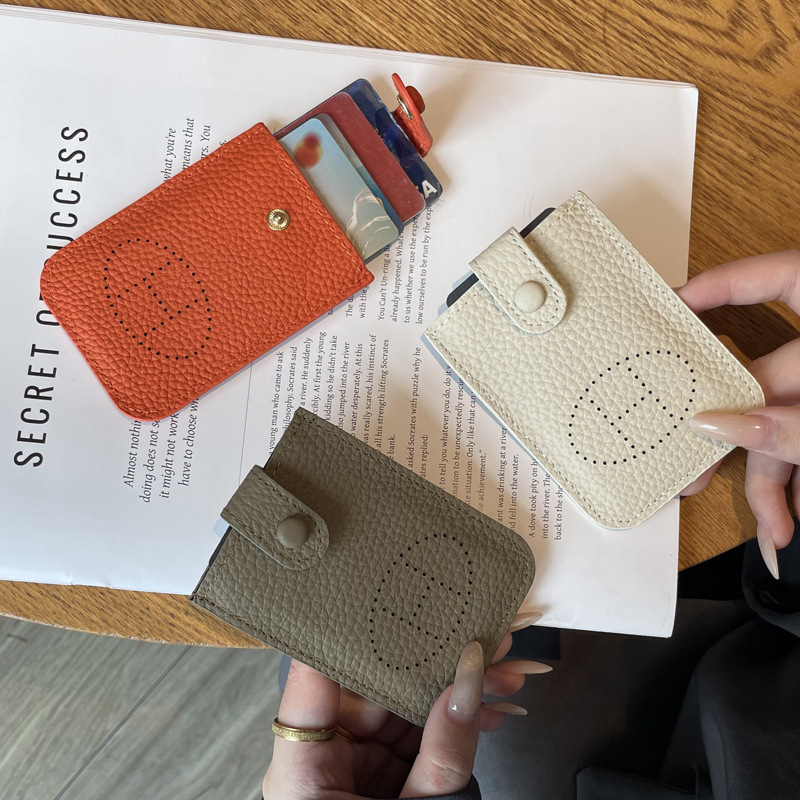 Women's Genuine Leather Card Holder Exquisite and Small Ultra-thin Simple Top-layer Cowhide Card Holder Pull-out Card Holder High-end Card Holder