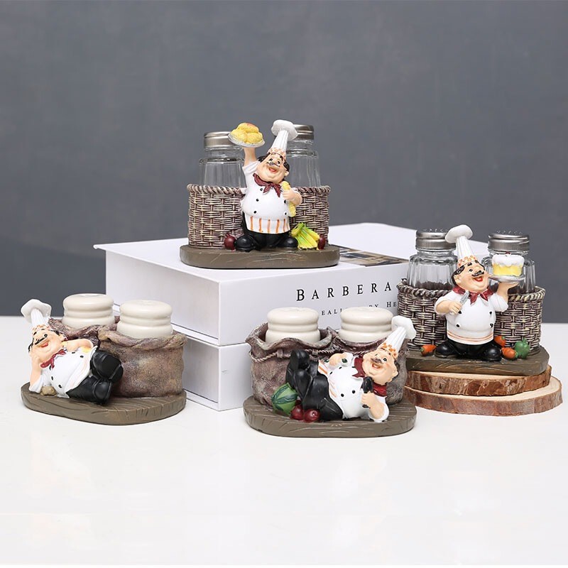 シンプルで現代的なクリエイティブ工芸品のプレゼント樹脂工芸品の置物がかわいいシェフの胡椒瓶|undefined