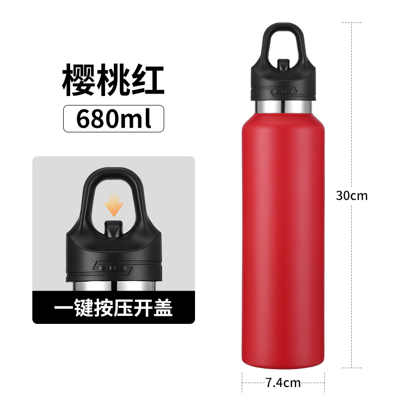 Hervidor deportivo de acero inoxidable 316 Taza de vacío Taza de agua recta con tapa abierta con una mano Taza de boca pequeña portátil para exteriores