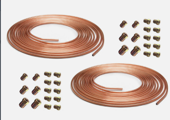 Tubo redondo de 4.76 mm con conector de cobre chapado en oro de grado industrial, línea de freno de 7.62 metros, piezas automotrices resistentes a la corrosión