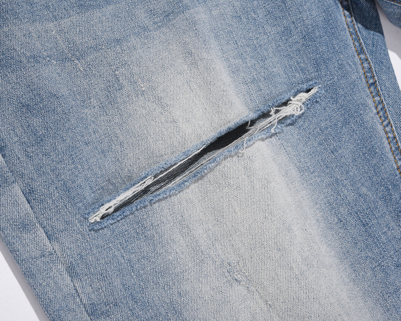 European and American Loose Casual Solid Color Loose Ripped Jeans