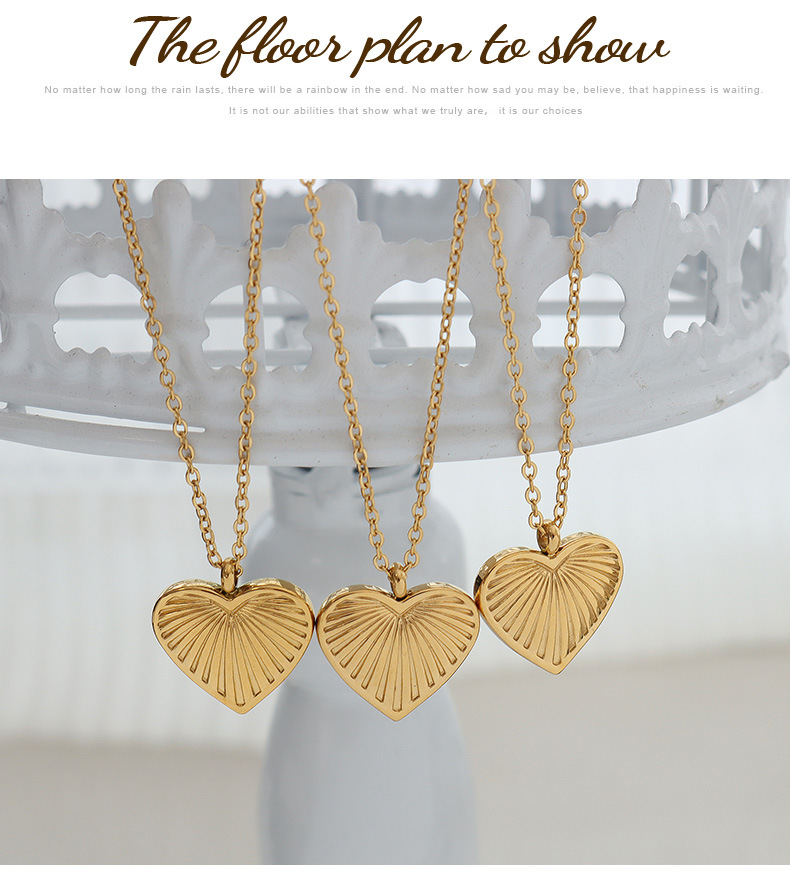 Fashion Heart Shape Titanium Steel Necklace Plating Stainless Steel Necklaces