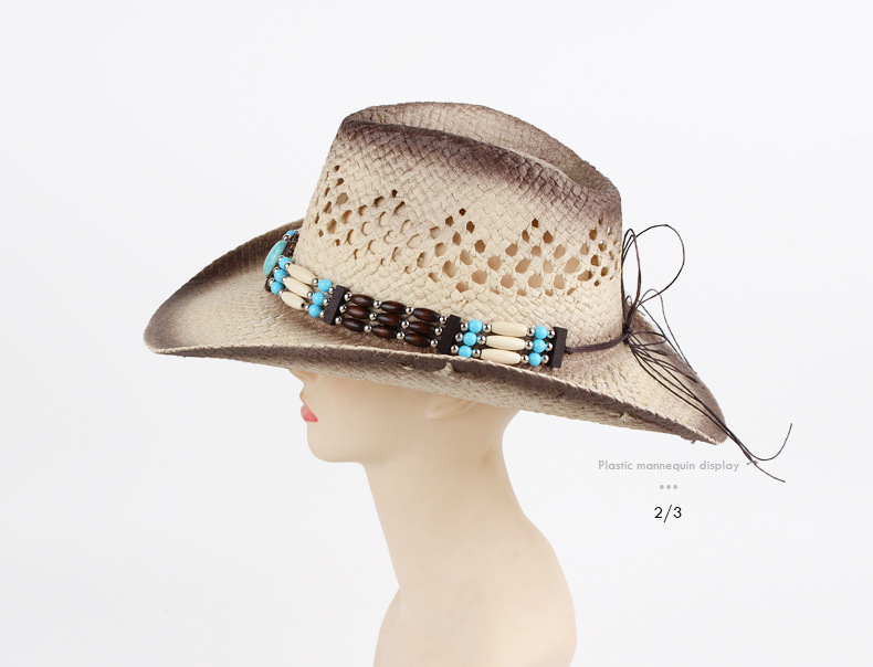 Femmes Mode Couleur Unie Chaîne Grand Avant-toit Chapeau De Soleil Chapeau De Paille display picture 1