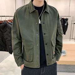 棉质男士休闲衣服春秋外套男春秋韩版潮流工装夹克男2025新款男装