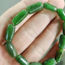 新疆和田碧玉青花点墨米珠手串长粒籽料手链小下边角料礼物