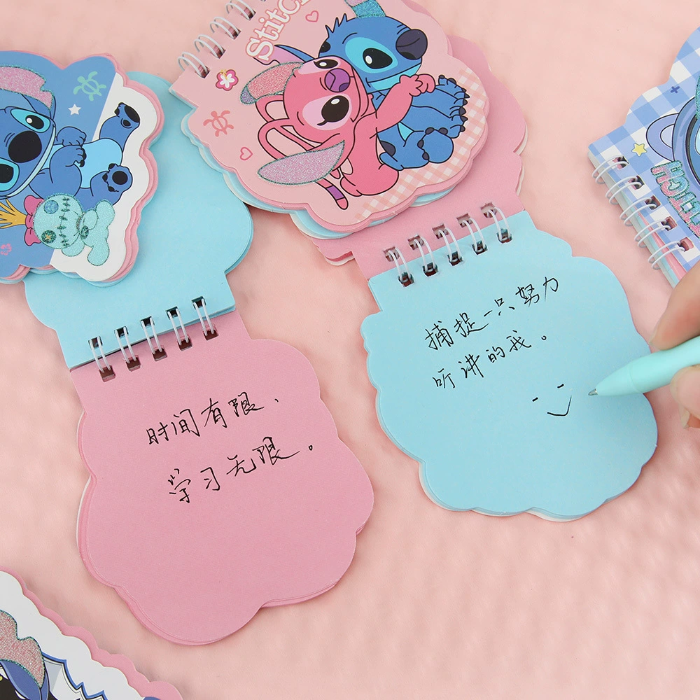 Карманный спиральный блокнот, обложка в форме Stitch, компактный студенческий блокнот (48 шт./коробка)
