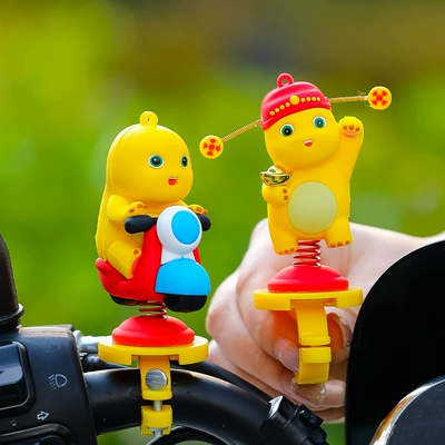 2025 New Genuine Milk Dragon Electric Car Ornaments Rocking Cartoon Doll Summer Cycling Bicycle Decoration