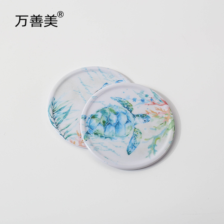 Cross-Border Creative Melamine Decal Coaster 10cm Coaster 4inch Melamine Insulation Pad Round Household Coaster Resistant to Falling Cross-Border Creative Melamine Decal Coaster 10cm Coaster 4inch Melamine Insulation Pad Round Household Coaster Resistant to Falling