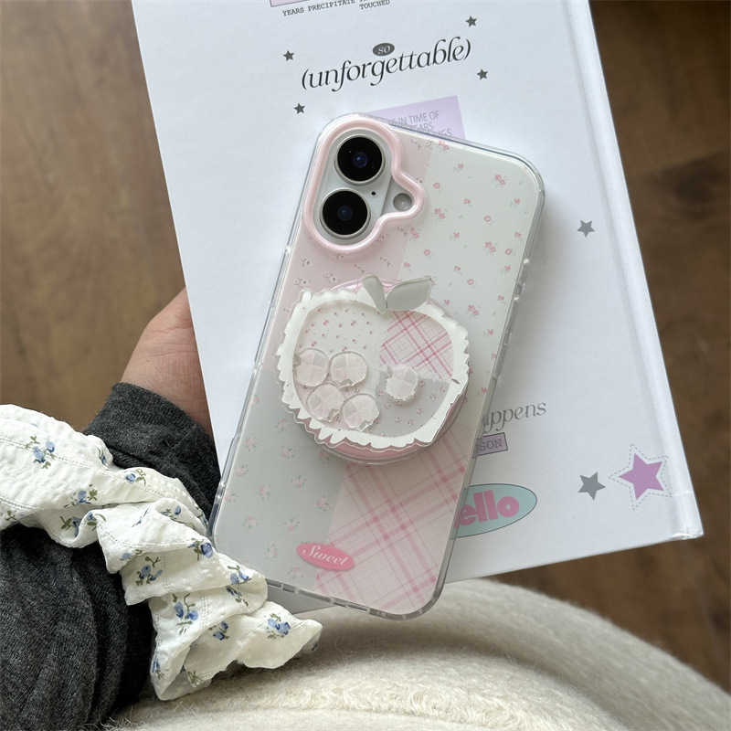 Chica coreana a cuadros pequeña floral adecuada para Apple 15/16 nicho 14pro funda para teléfono móvil 16ProMax femenino 15PM