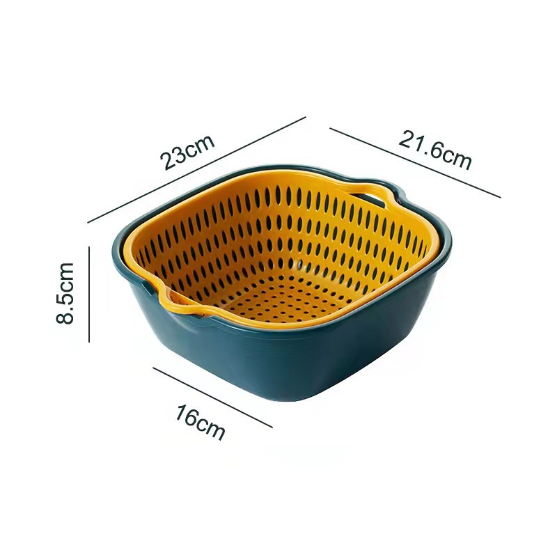 Cesta de drenaje de doble capa 8 conjuntos de 6 conjuntos de platos de lavar cestas de drenaje de frutas de cocina cestas de verduras de fugas de agua de doble capa cuenca de drenaje
