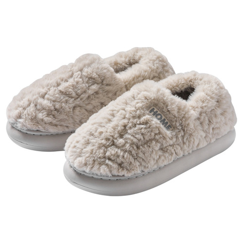 Wrapped cotton slippers, men's winter home new indoor couple's thick sole and fleece non-slip cotton shoes for women