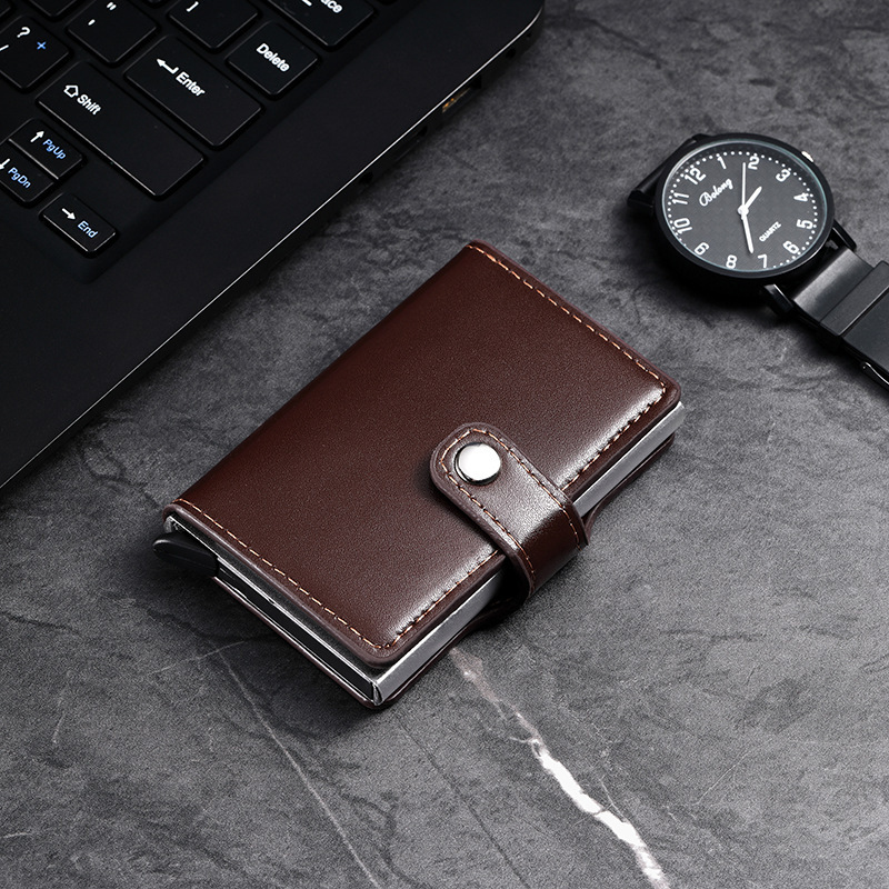 Nuevo tipo de metal automático pop-up bolsa de tarjetas para hombres y mujeres, cartucho anti-magnetizado, caja de tarjetas exquisita y simple, ultra-delgada