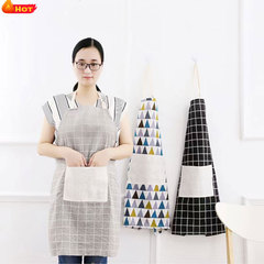 Factory Direct Sale Cotton Linen Apron Wholesale Hand-Sleeve Apron Drop Ship Kitchen Sleeveless Apron Anti-Stain Waterproof Apron Waistband